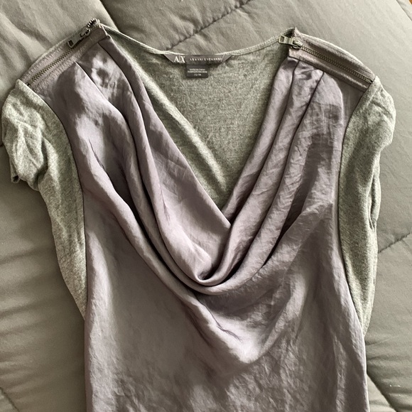 Armani Exchange:  XS grey flowy scoop neck top - Picture 3 of 4